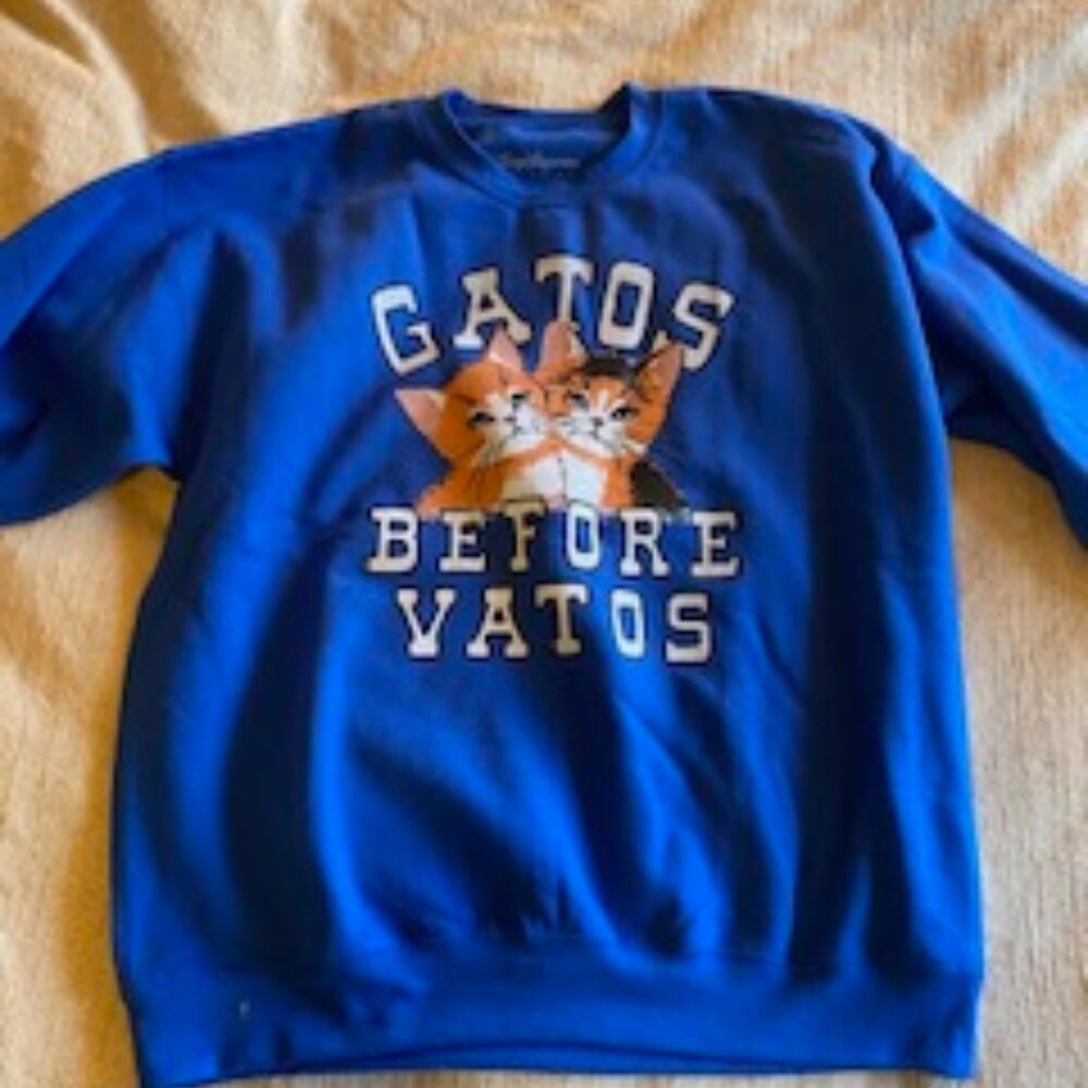 Blue Crewneck Cat Sweater